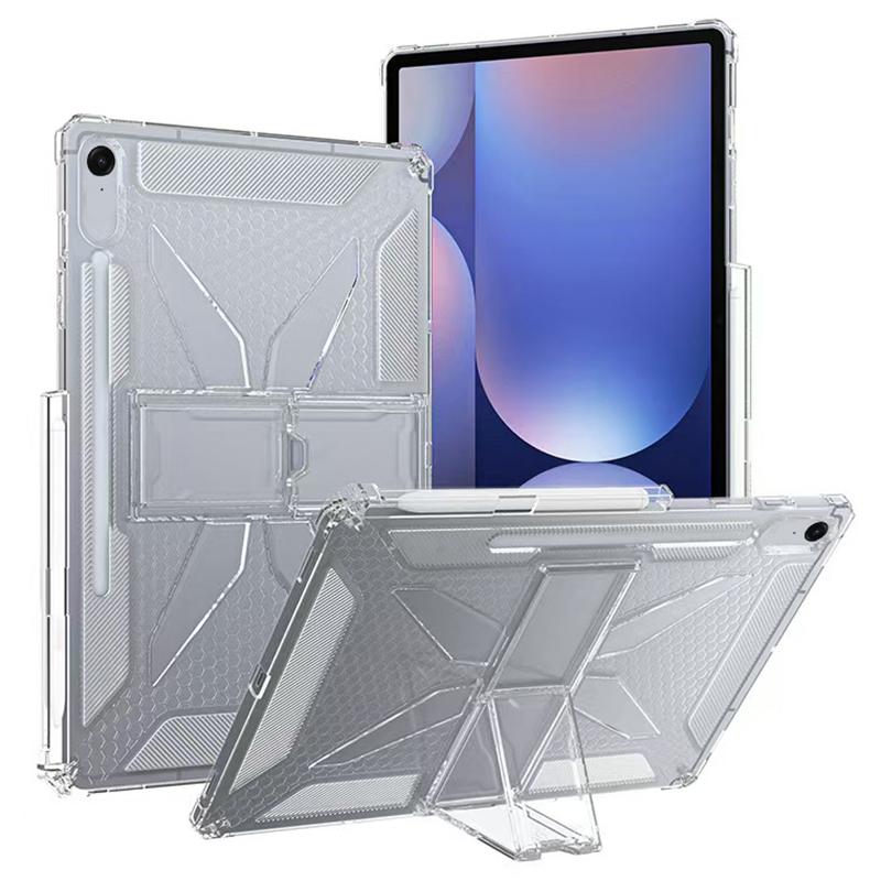 

For Samsung Galaxy Tab S10 FE+ Clear Case Kickstand Shockproof TPU+PC Tablet Cover with Pen Slot A