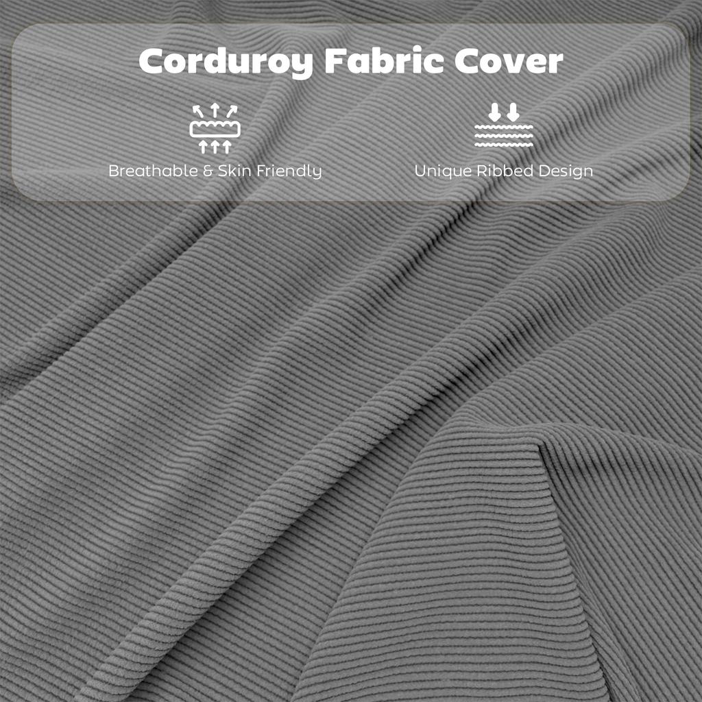 Set of Four Folding Corduroy Seat Chairs - Grey