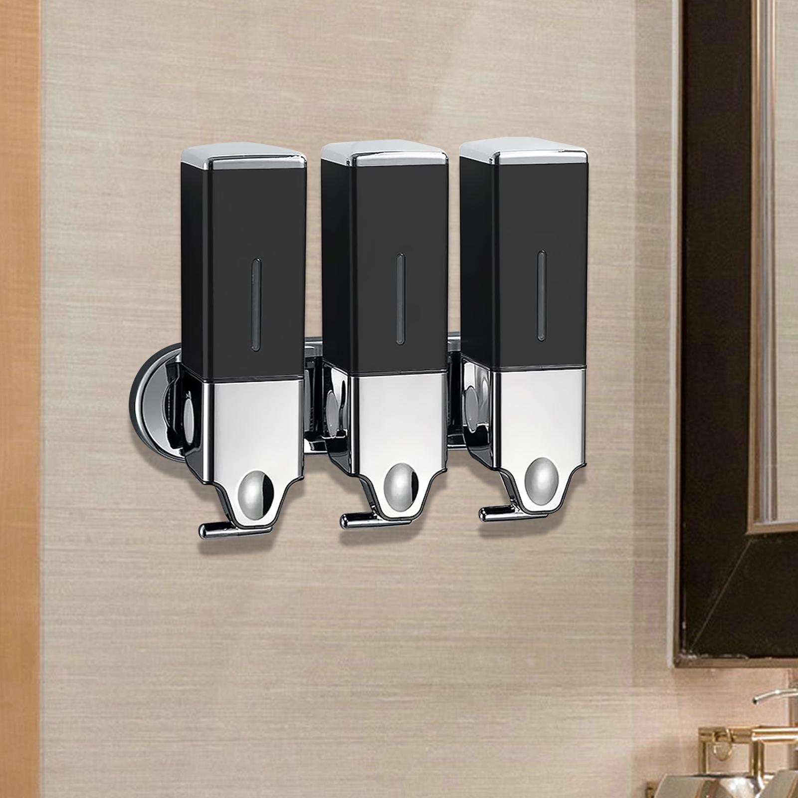 

3 in 1 Bathroom Shower Soap Dispenser 1500ml Refillable Durable Convenient Space Saving Shampoos Container Wall Mount for RV чорний