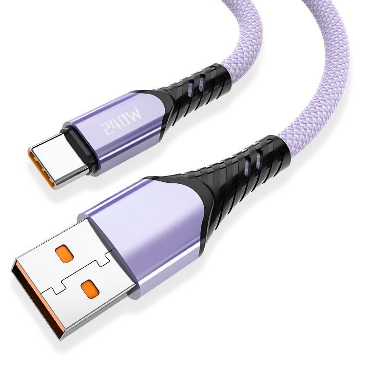 240W Type-C Fast Charging Cable for Huawei, Vivo, Oppo, Honor 6A Flash Charge