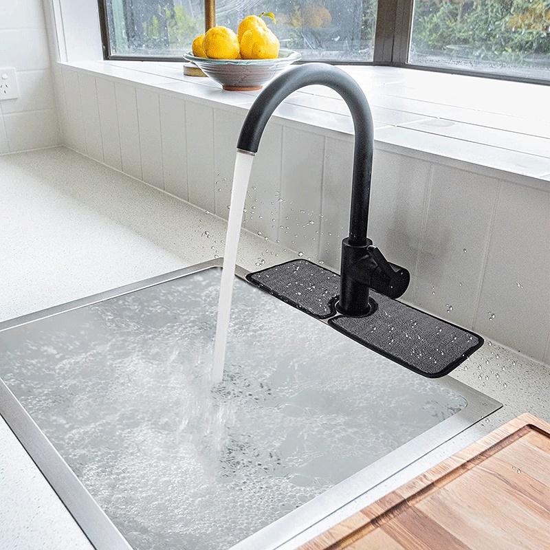 1Pc Kitchen Faucet Absorbent Mat Sink Splash Guard Microfiber Faucet Splash Catcher Countertop Protector for Kitchen Bathroom LS