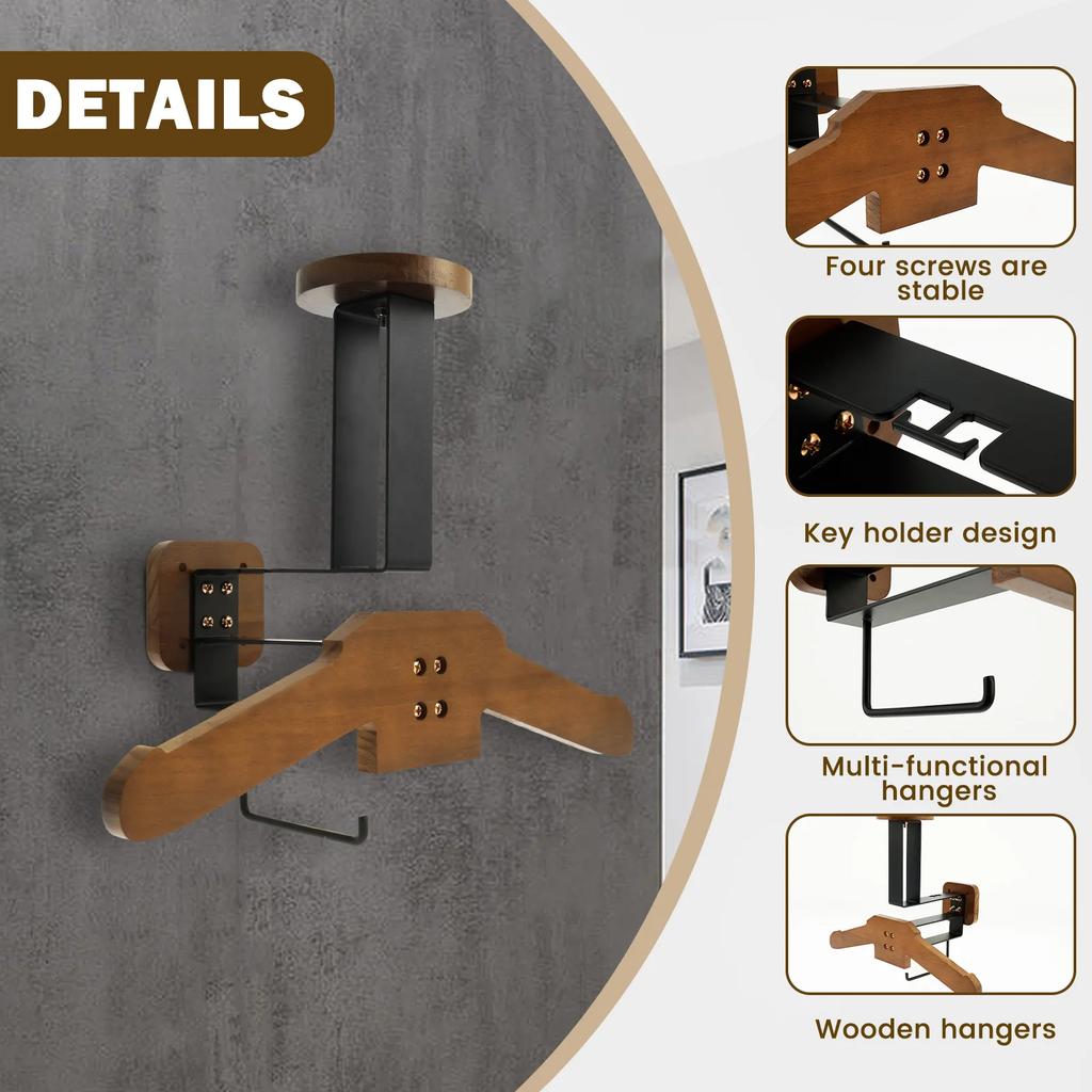 Motorradhelmhalter Kleiderbügel aus Massivholz Vielseitige Wandmontage Motorradhelmhalter zum Aufhängen von Schlüsseln, Handschuhen, Kleidung