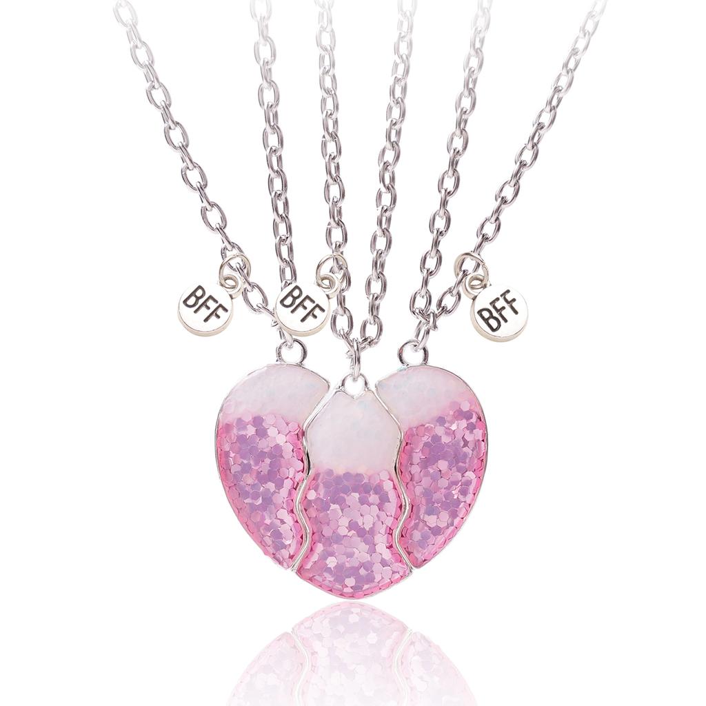 3 Pcs/set Best Friends Pendant Necklace For Woman Magnetic Adjustable Rainbow Daisy Lover Broken Heart Chain BFF Jewelry Gifts