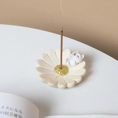 Porte-encens créatif en résine Fleur de Cerisier Mini cendrier Animal Brûleur de bâtonnets d'encens Décoration de maison