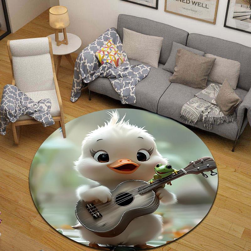 Glam Round Halloween Multicolor Floor Rug, Non-Slip Floor Mat for Kids Room