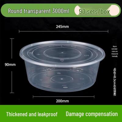 3000 ml runder Einweg-Mitnahmebehälter mit hohem Deckel