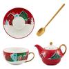Christmas Gold-Plated Ceramic Tea Set: Special Edition Cup & Saucer Gift