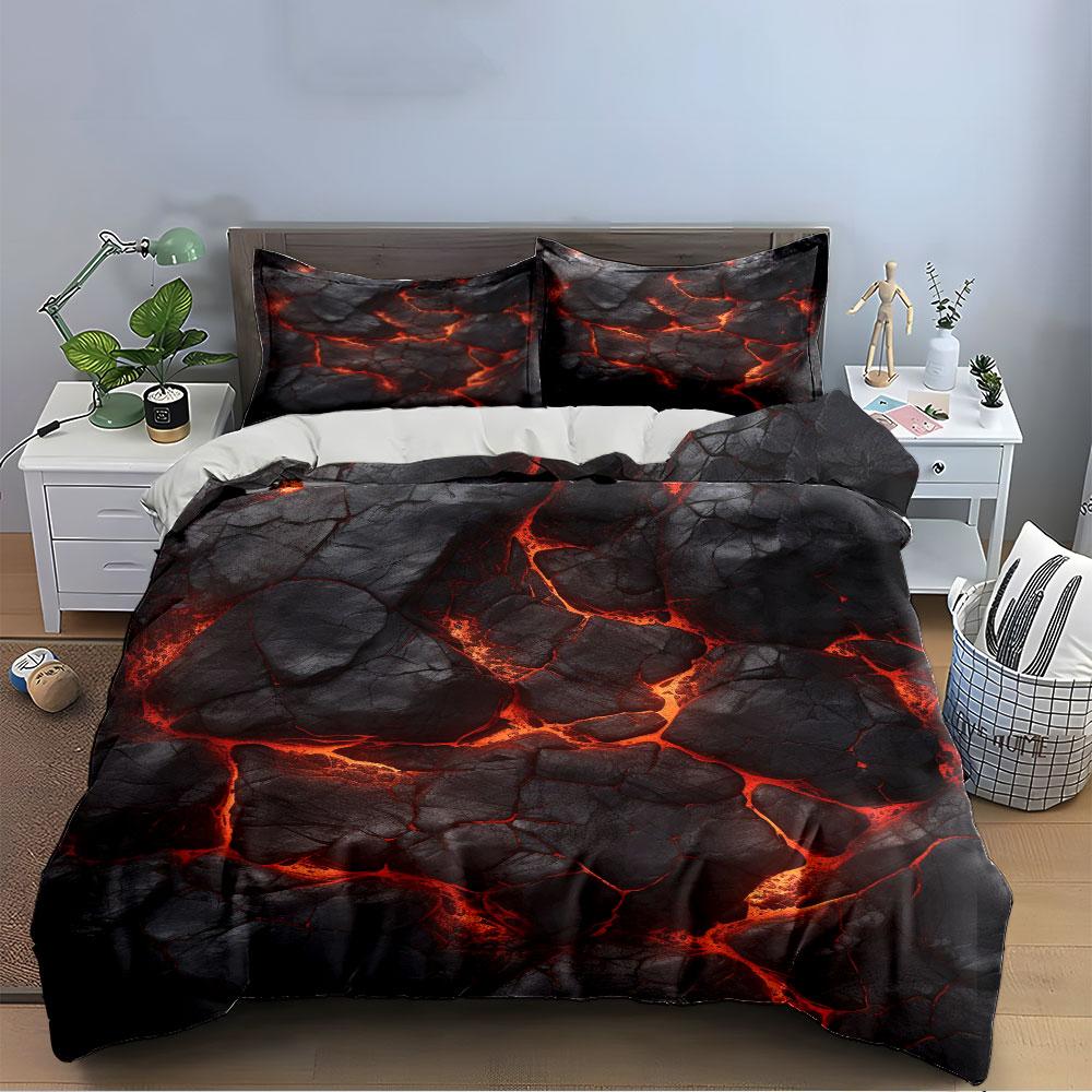 "Volcanic Lava Cracked Bedding" Bedding Duvet Cover Set Duvet Cover Pillowcases (1 * Duvet Cover 2 * Pillowcases, Without Duvet Insert)