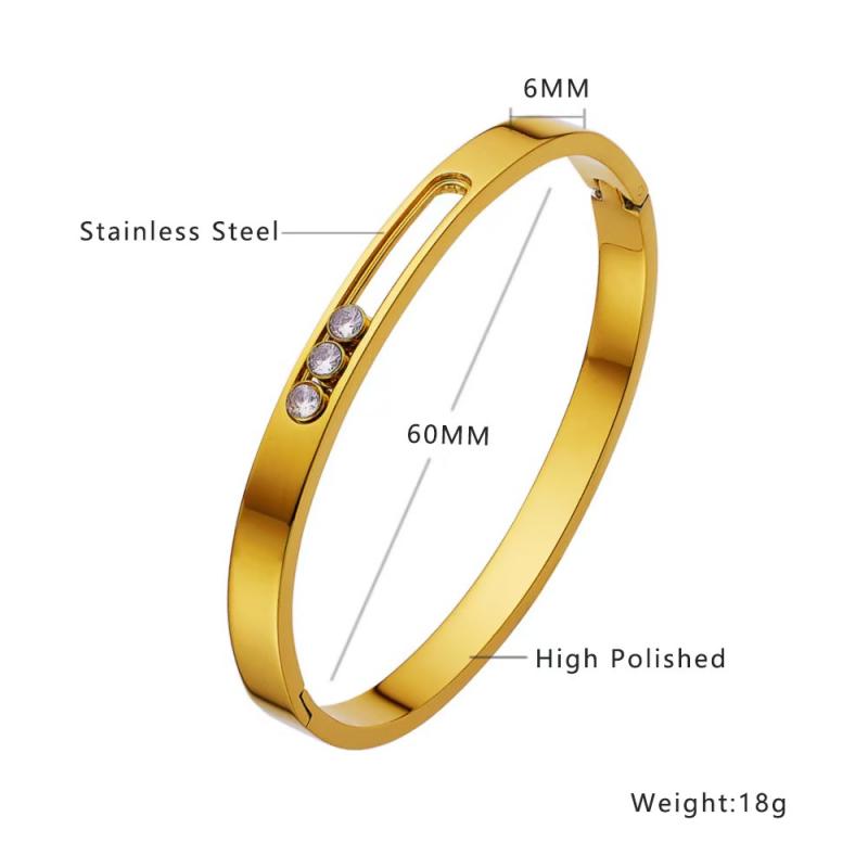 Womens Stainless Steel Fashion Bracelet with Diamond Inlaid Buckle Elegant Womens Jewelry 18cm&fashion