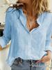 Solid Color Casual Loose Long Sleeve Linen Shirt for Spring and Autumn