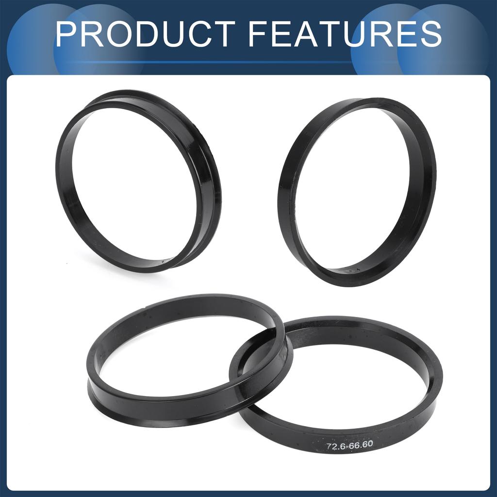 INFINAUTO Zentrierring 66.6mm ID 72.6mm AD Auto Radnabe Ring ABS Kunststoff Schwarz 4 Stück
