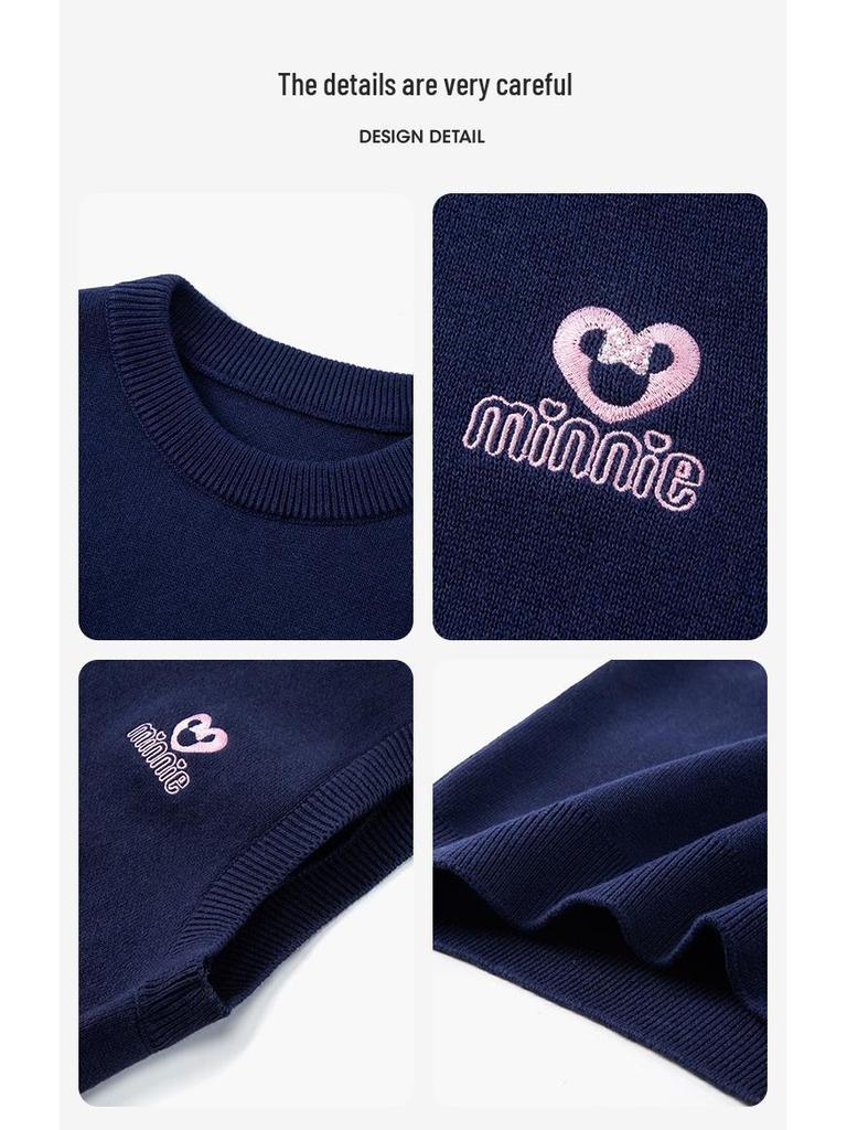 Minnie Girls' 2025 Autumn Knit Sweater Vest - Sleeveless, Comfortable & Versatile for Kids