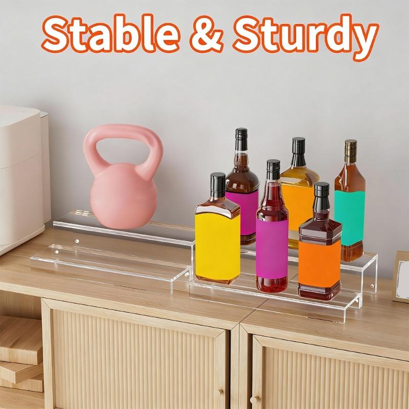 2 Tiers Wine Rack Craft Of Sturdy Acrylic Materials For Kitchen Or Offices Use
