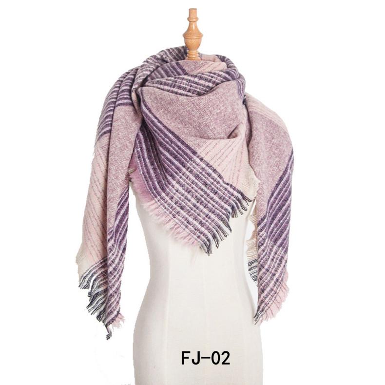 European & American Autumn/Winter Thick Double-Sided Plaid Scarf & Shawl for Women