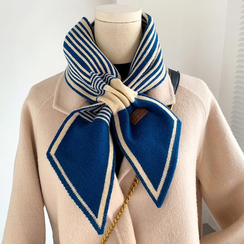 Knitted Scarf Striped Scarf Women Winter Scarf Warm Small Scarf Female Scarves