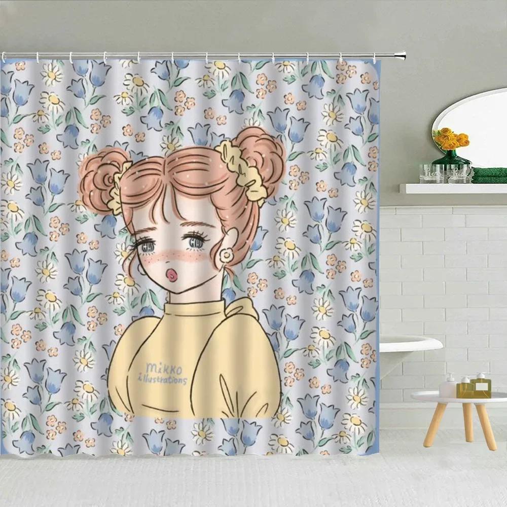 Водонепроницаемые шторки для душа Mikko Illustrations для душевых, складная перегородка, принадлежности для ванной, аксессуары для ванной комнаты, штора для дома W90xH180cm
