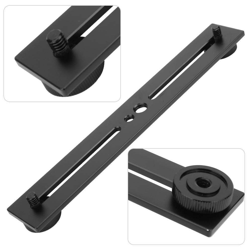 Portable Dual Head Flash Bracket Holder for 1/4"" Screws Tripod Light Stand Camera