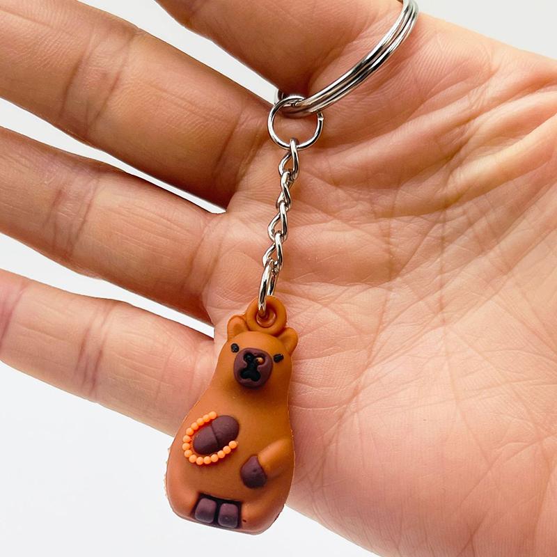 Klíčenka Kawaii Capybara Kreslený 3D přívěsek na klíče se zvířátky PVC držák na klíče taška přívěsek batoh závěsná dekorace pár dárků