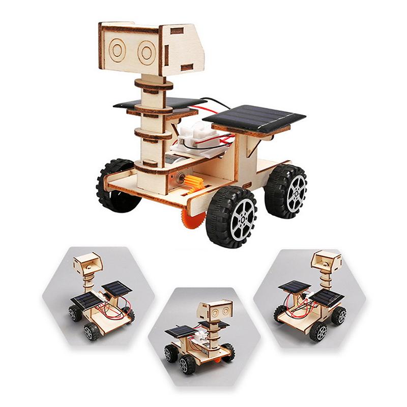 Creative Diy Handmade Solar Powered Lunar Rover Model Toy Children'S Wooden Teaching Tool Technology Small Maker Puzzle Toy