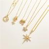 18K Gold Copper Necklace with Zircon & Diamond Eight-Pointed Star Pendant - Light Luxury Clavicle Chain
