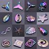 5pcs Color Chameleon Fish Tail Pendant Stainless Steel Charm Diy Jewelry Making Supplies Woman Shell Necklace Charms Accessories