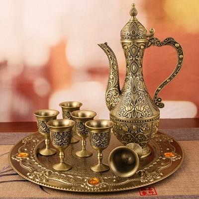 Exquisites Vintage-Weinglas, Europäisches Weinset, Legierung Hauswein-Kanne Weinglas-Set, Kreative Haus Wohnzimmer Dekoration, 1Set