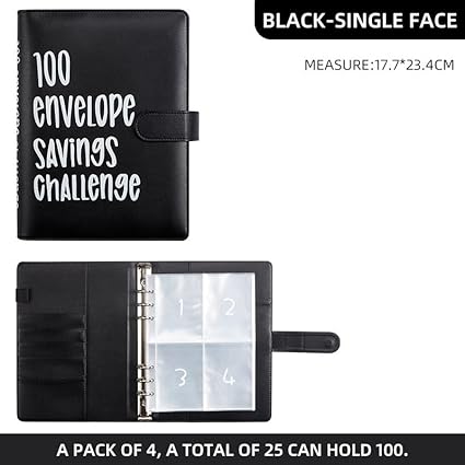 Money Saving Challenge 100 Envelopes Binder Set Save $5 050 with Fun Cash Budget System for Adults Black