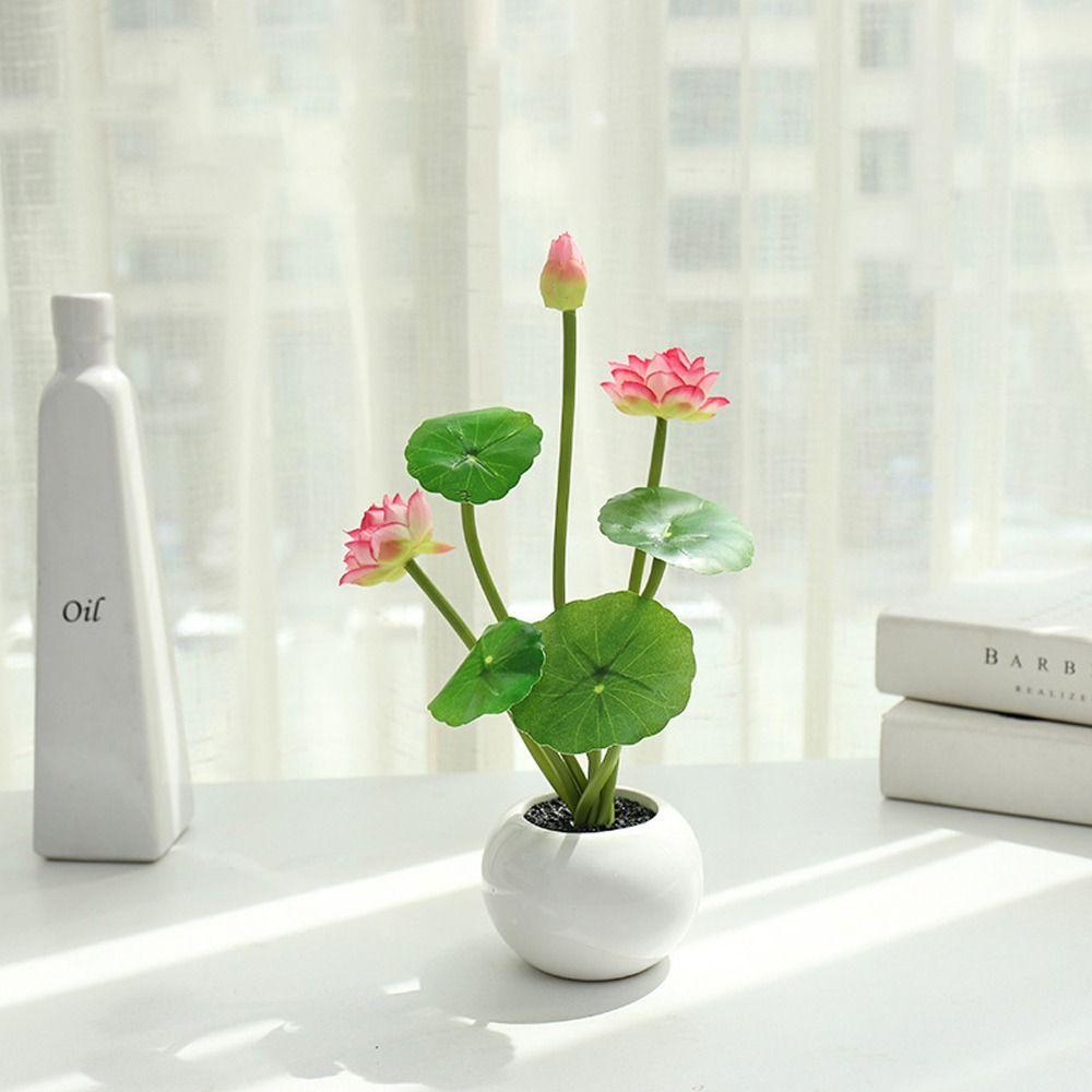 Vivid Simulation Lotus Leaf Pot Plastic Artificial Lotus Flower  Spring Home Office