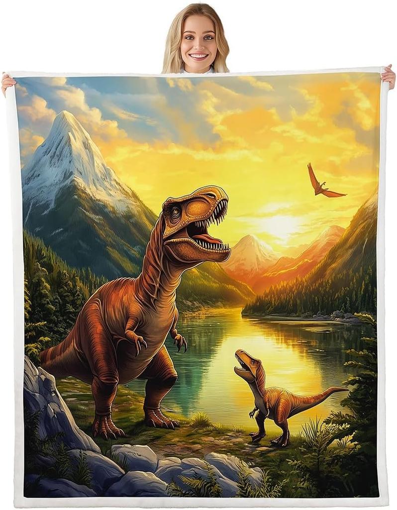 Colorful Dinosaur Blanket Soft Fleece Throw Kids Room Decor Baby Gift Cartoon Animal Design Home Decoration
