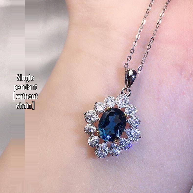 

Комплект открытое кольцо и подвеска-ожерелье с голубым топазом и бриллиантами Adjustable Opening