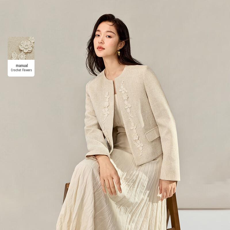 

INMAN Women s French Style Crochet Floral Short Jacket M