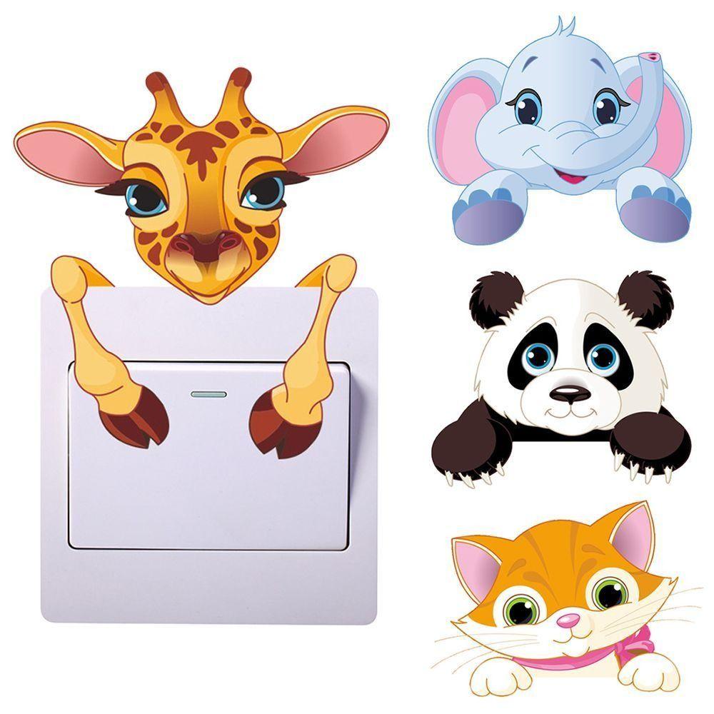 Self-Adhesive Light Switch Sticker Cartoon Removable Wall Sticker Animal Switch Sticker Home Decor