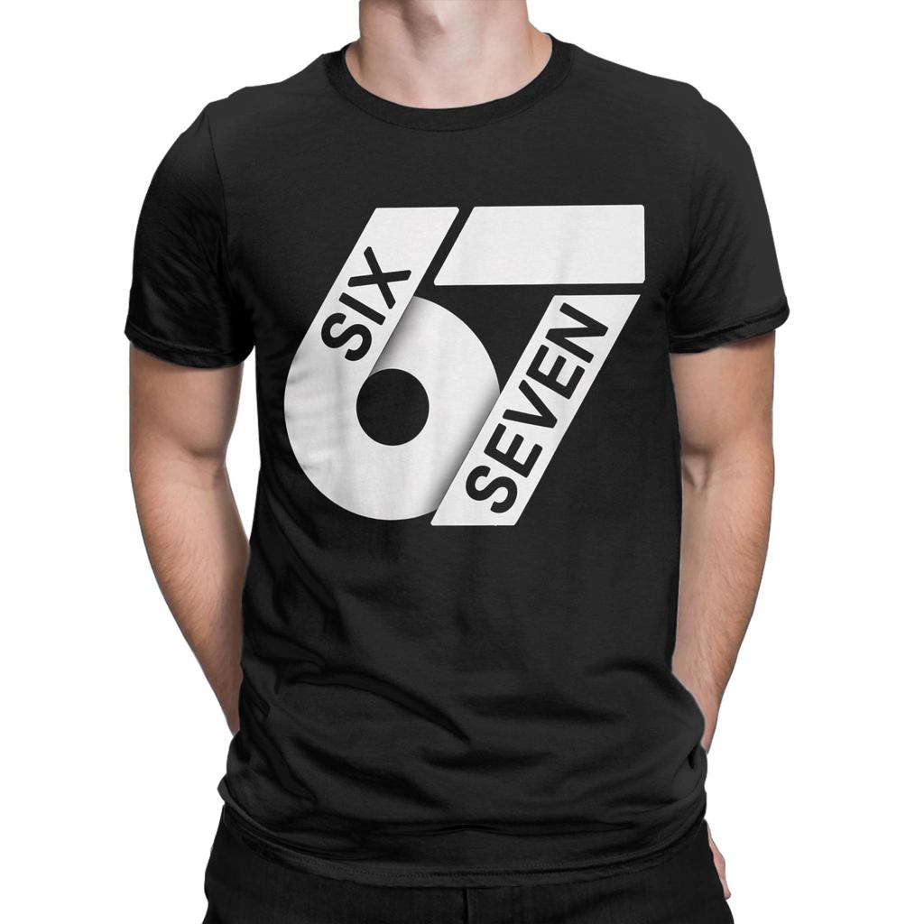 Six Seven 6 7 Meme T-Shirts Men Gen-Alpha Slang Vintage Pure Cotton Tees O Neck Short Sleeve T Shirts Big Size Clothes