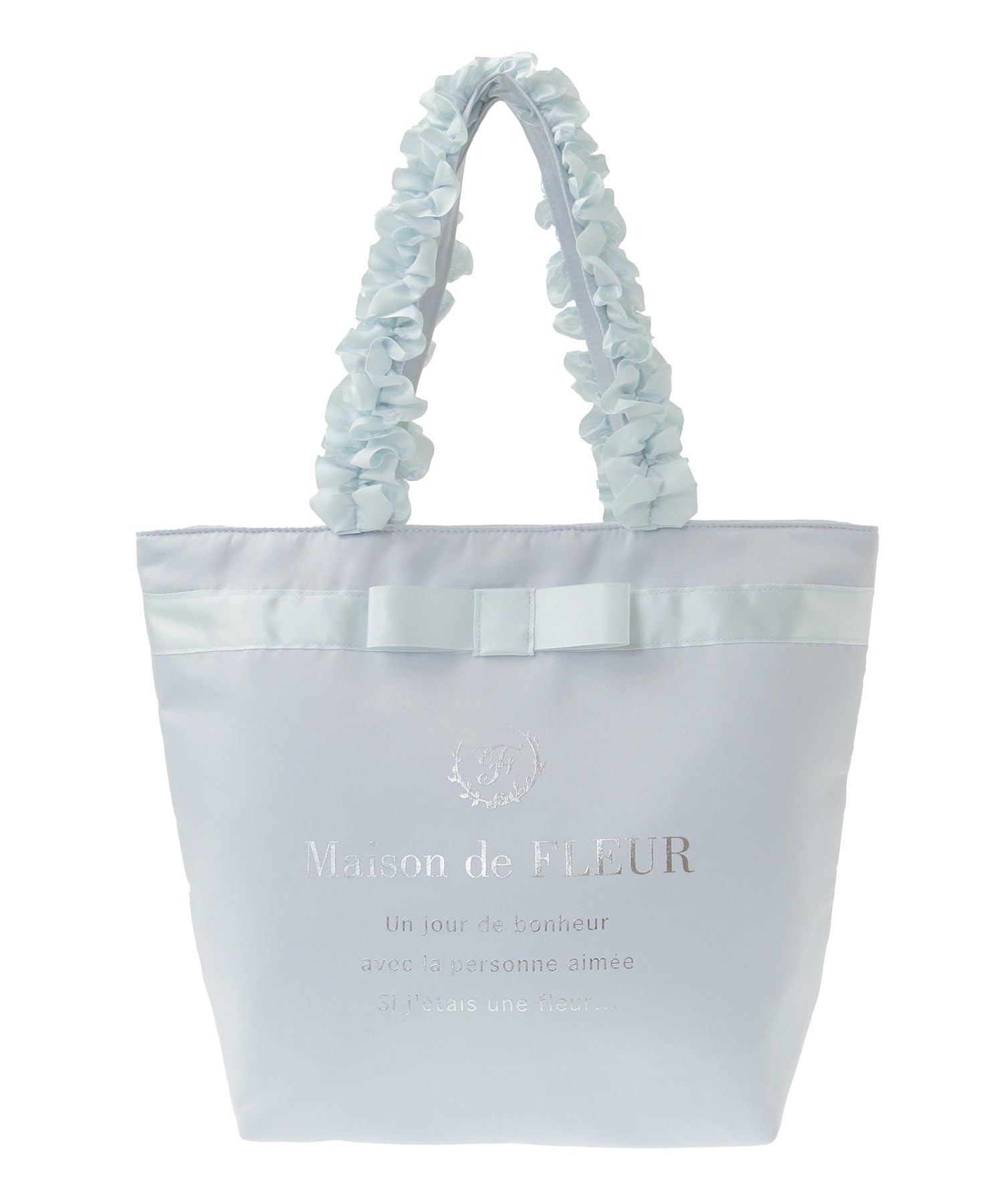Maison de FLEUR Brand Logo Frill Handle Tote Bag, Light Blue, Size F, 08000849500