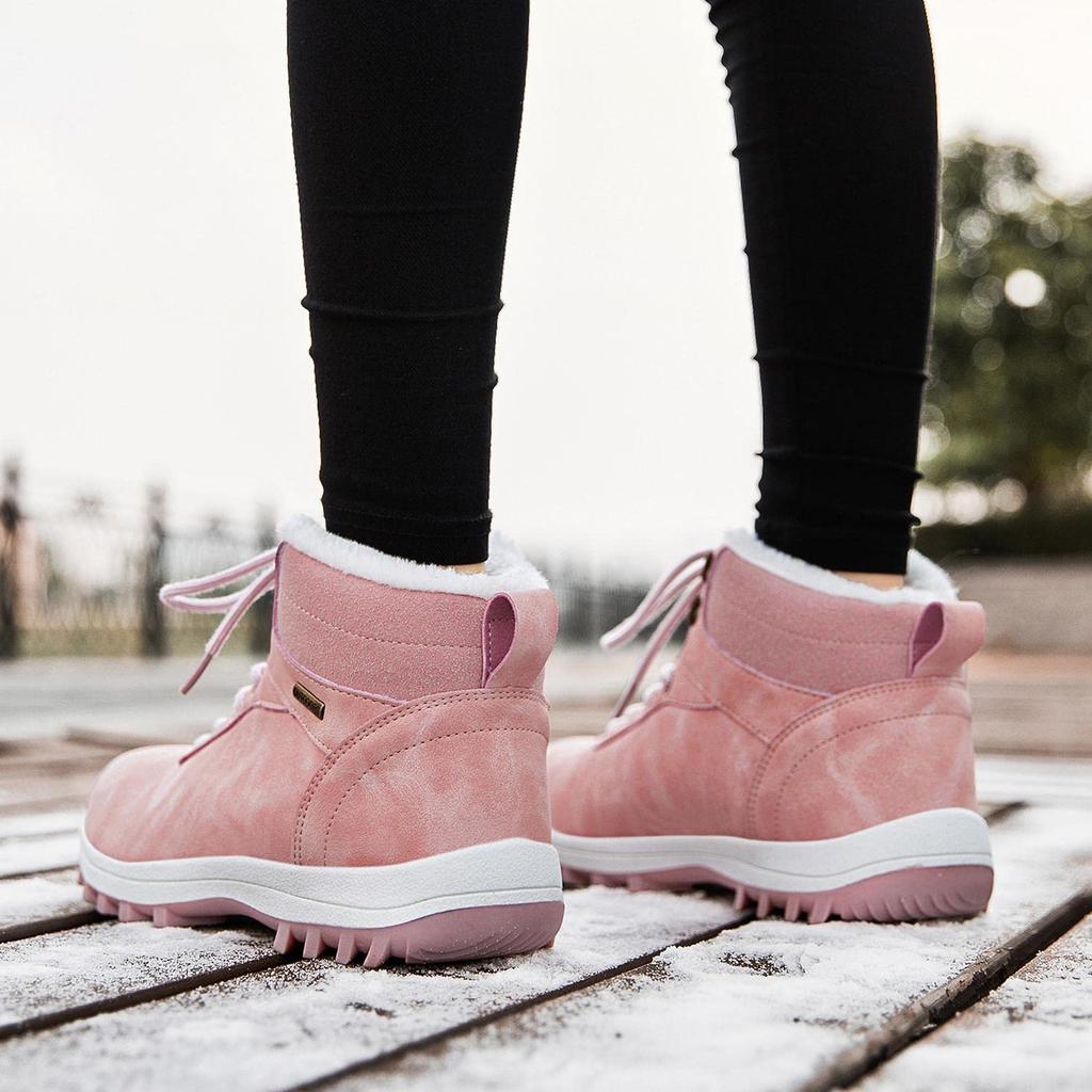 Putu Snow Climbing Cold Weather Outdoor Hiking Size Pink High-Top Waterproof, Non-Slip, Fleece-Lined Boots, Unisex, Boots, Abrasion-Resistant,