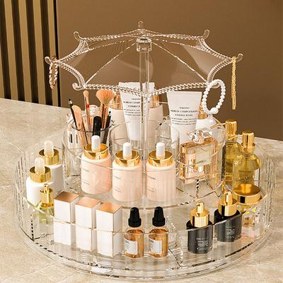 Organizzatori per il trucco Rotazione a 360 gradi Scatola di immagazzinaggio trasparente Scaffale di stoccaggio Scatola di immagazzinaggio per cosmetici Organizzatore per il bagno Conservazione della casa