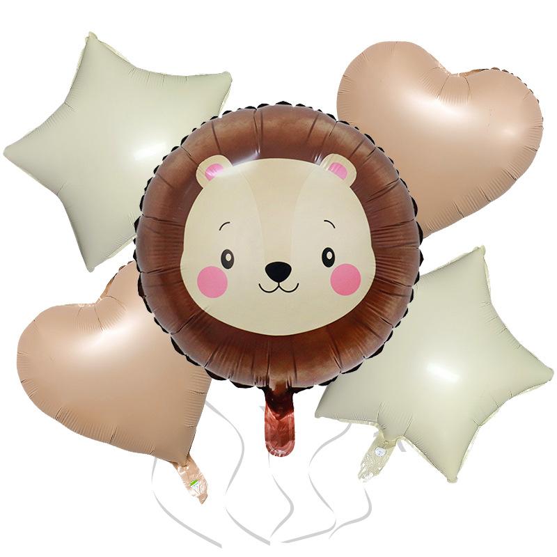 Cream Cute Wind Animal 5-Piece Set Cow Deer Red Letter Aluminum Film Balloon Set Children'S Birthday Party Decoration