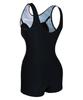 Nigseuwon Women'S Half-Body Swimsuit Nsw-4982Bk Women'S Indoor Pool Lesson Swimsuit With Bra Included Plus Size Black