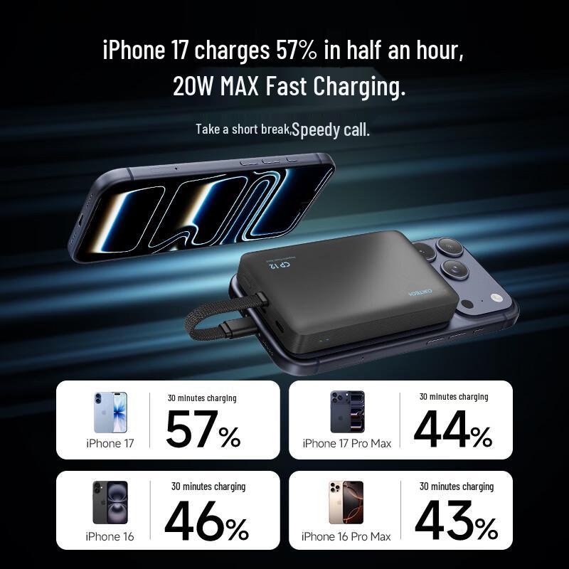 CUKTECH CP12 Magnetic Wireless Power Bank with Built-in Cable