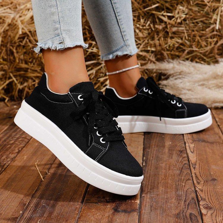 Women‘s Casual Chunky Platform Sneakers Breathable PU Leather Anti-Slip Sport Walking Shoes for Women Outdoor Comfortable Lace-up Tennis Sneakers