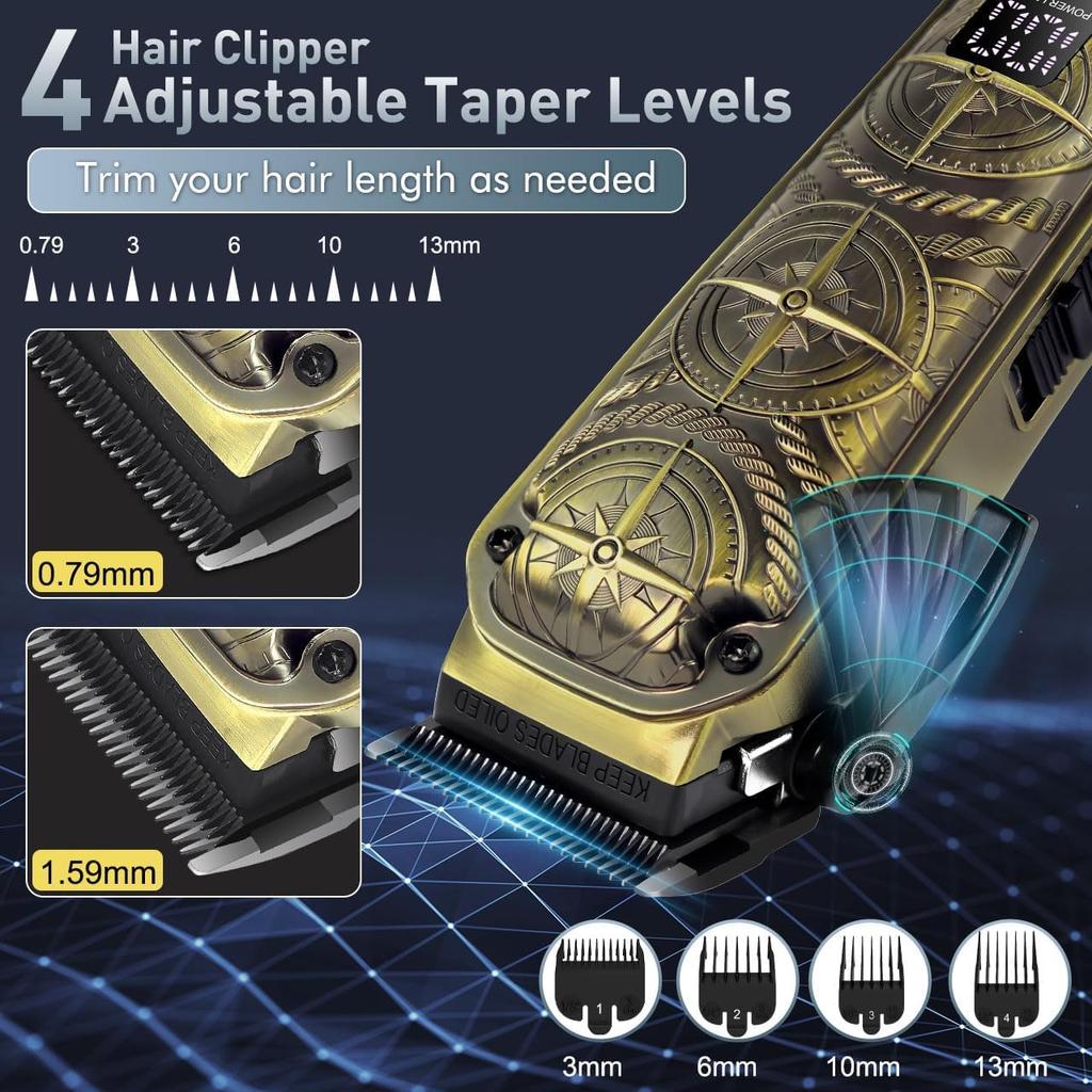 Hatteker Professional Beard Trimmer Triple Cut Electric Cordless Shaver Set with LCD Gift for Men Men's Kit, Razor, Display,