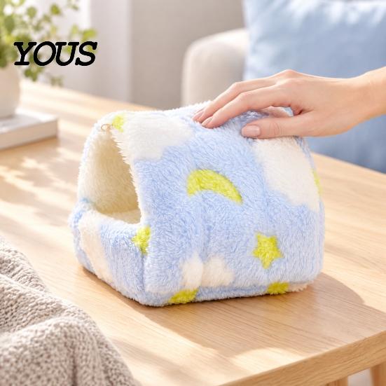 Small Animal Hiding Place Winter Plush Hamster Bed, Cozy Hanging Hammock, Warm Hideout Cave Breathable House Animals Cage Accessory for Sugar Glider,