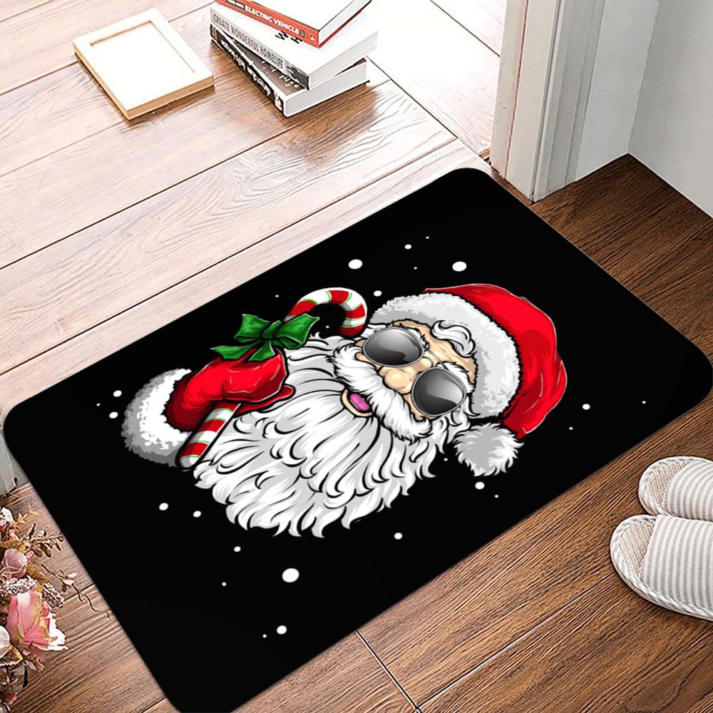 Santa Claus Christmas Area Rug Carpet Funny Style Doormat Living Room Indoor Outdoor Mat Anti-Slip Kitchen Garden Decor Bathroom