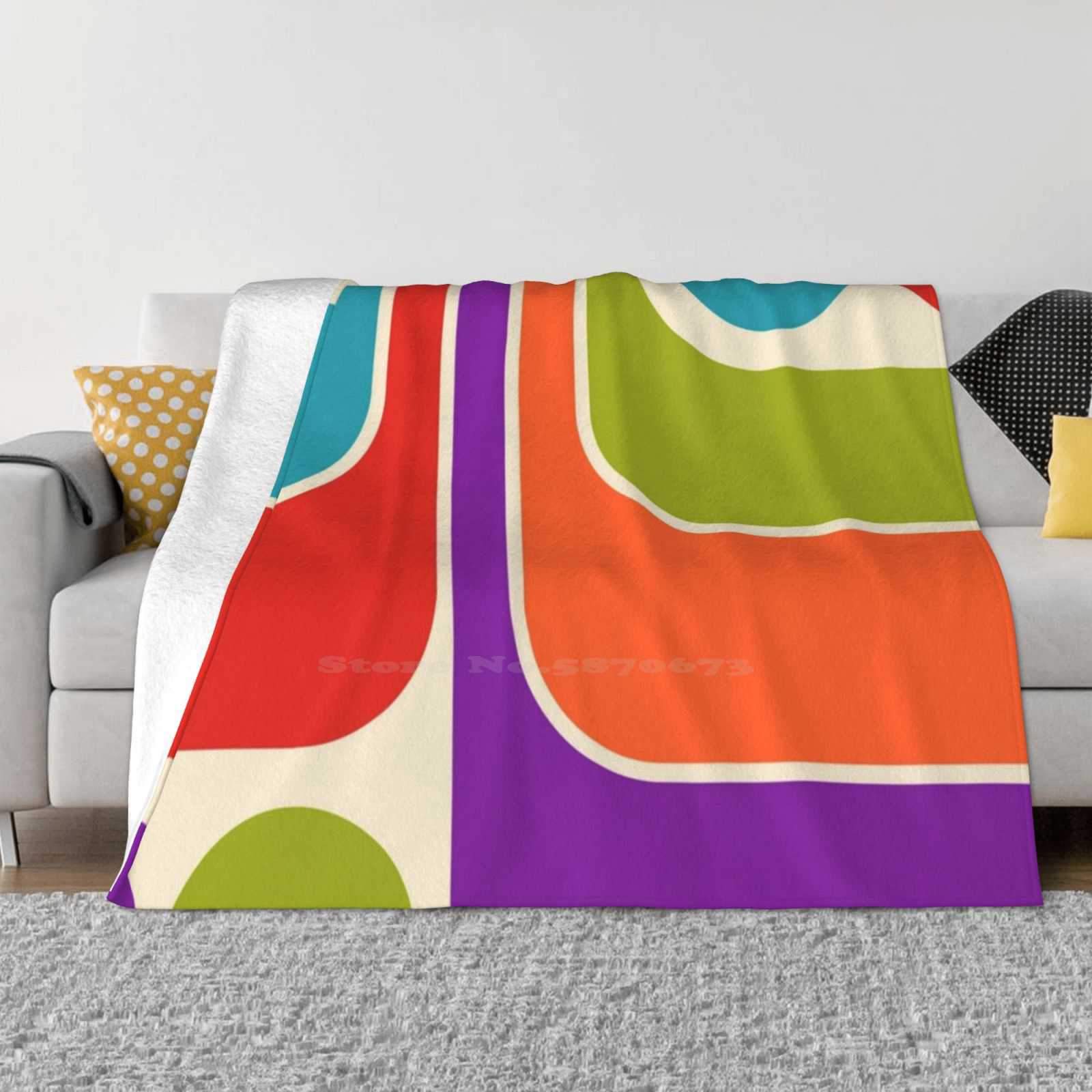 

Retro Geometric Design 668 Fashion Soft Warm Flannel Blanket Mid Century Modern Dorm Lounge Midcentury Modernist Vintage Retro 30x40in