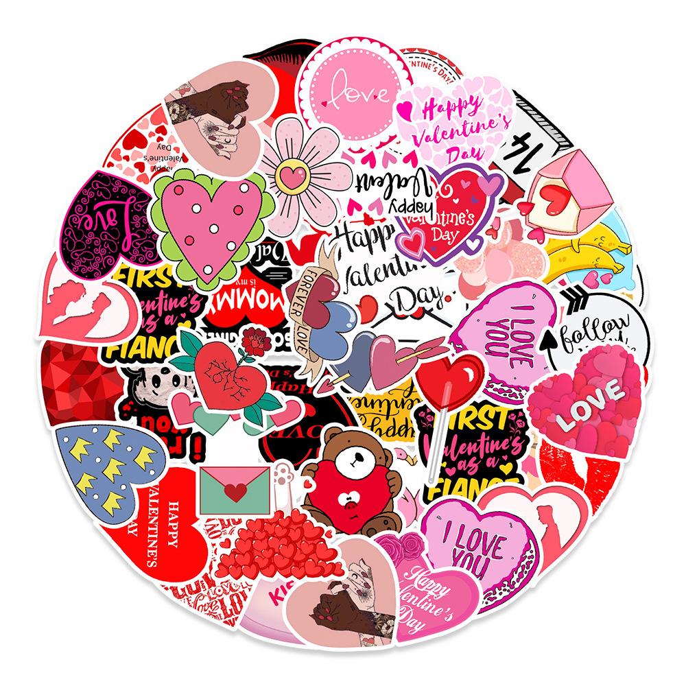 50 Valentine's Day Series Stickers Mobile Phone Computer Laptop Hand Account Decoration Creative Creative Hand Account Stickers