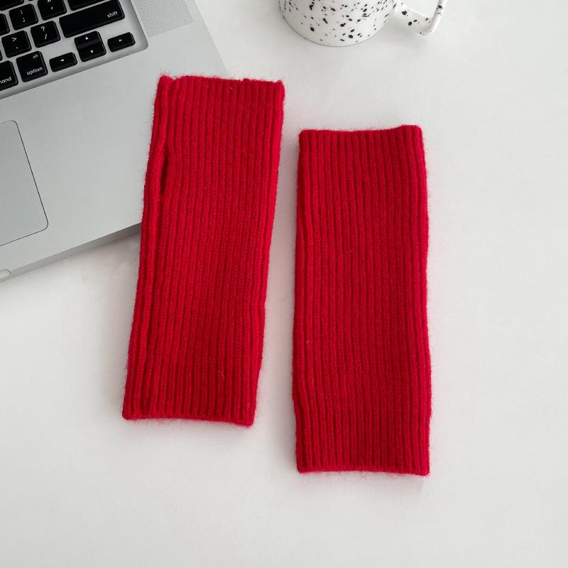 Winter Warm Gloves Knitted Mittens Soft Warm Fingerless Gloves Women Fashion Solid Color Half Finger Gloves Winter Accessories