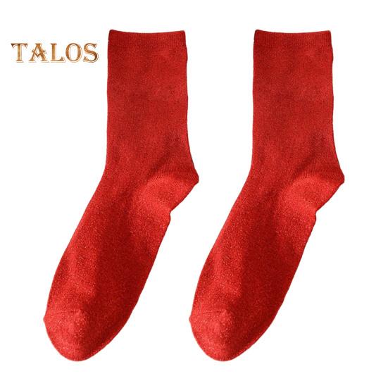 

Женские блестящие носки до щиколотки, блестящие металлические носки, женские блестящие носки с ворсом, летние тонкие хлопковые носки для женщин и девочек красный