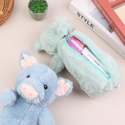 1Pc Plush Pencil Case Pig/Teddy/Poodle/Penguin Stationery Storage Bag Portable Pen Pouch Cosmetic Bag School Supplies Gifts