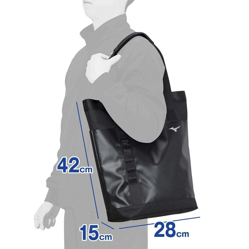 Mizuno Tarpaulin Tote for Club Antibacterial and Cleanse 33JD2011 Bag, Black, School, Sports, Activities, Unisex, Antiviral,