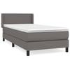 3130647 vidaXL Lit à sommier tapissier avec matelas Gris 100x200 cm Similicuir